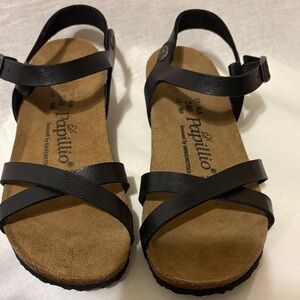 Papillio by Birkenstock Black Leather Sandals Sz 37 US 6 Excellent Condition